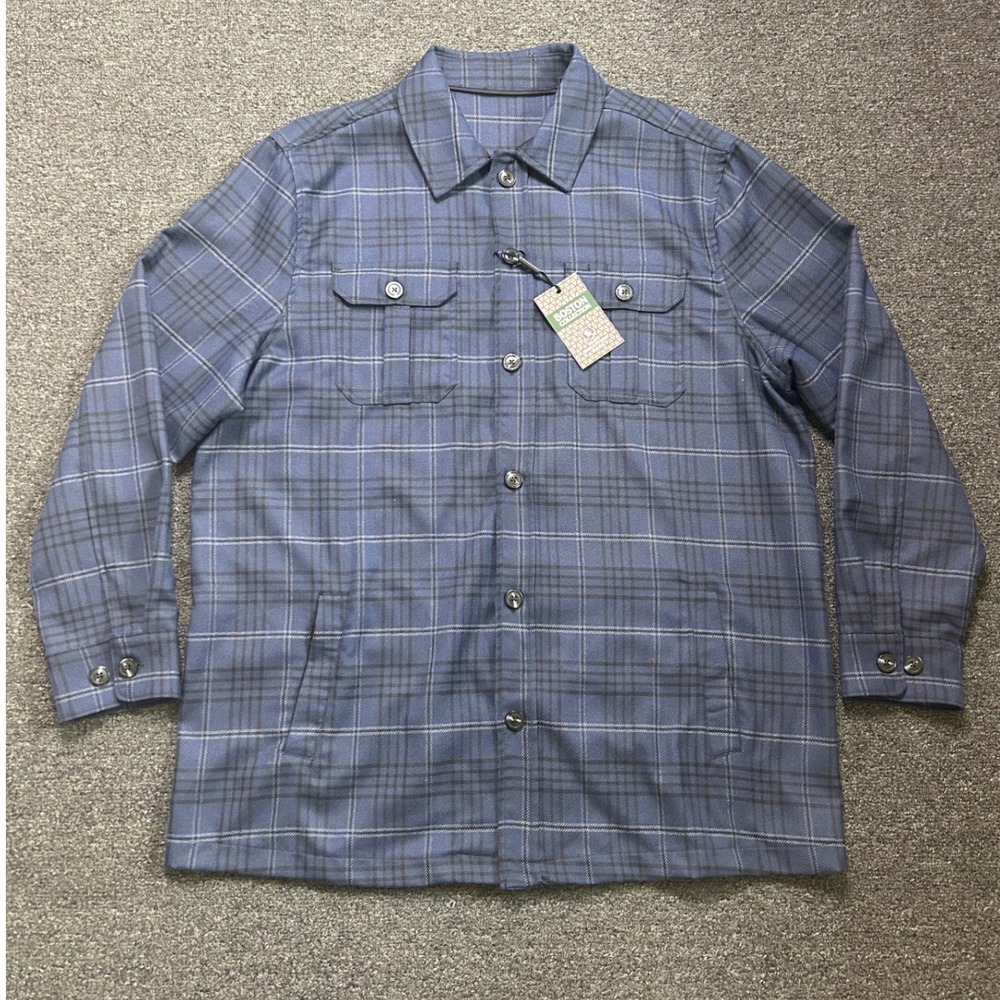 Hart Schaffner Marx Boston Collection Shirt Jacket‎ Blue Plaid Mens XXL NEW